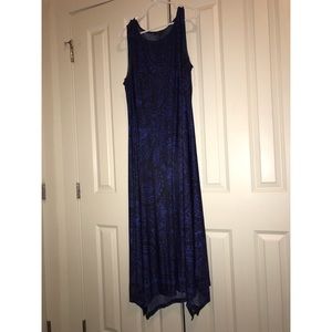 Long Blue Sleeveless Dress